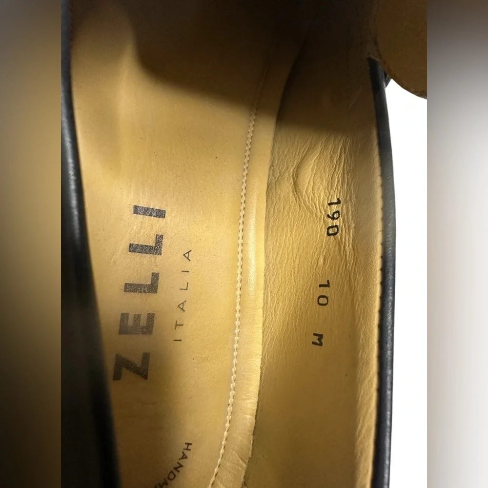 Zelli Savannah Italian calfskin penny loafer black men shoes, size 10, pre-owned